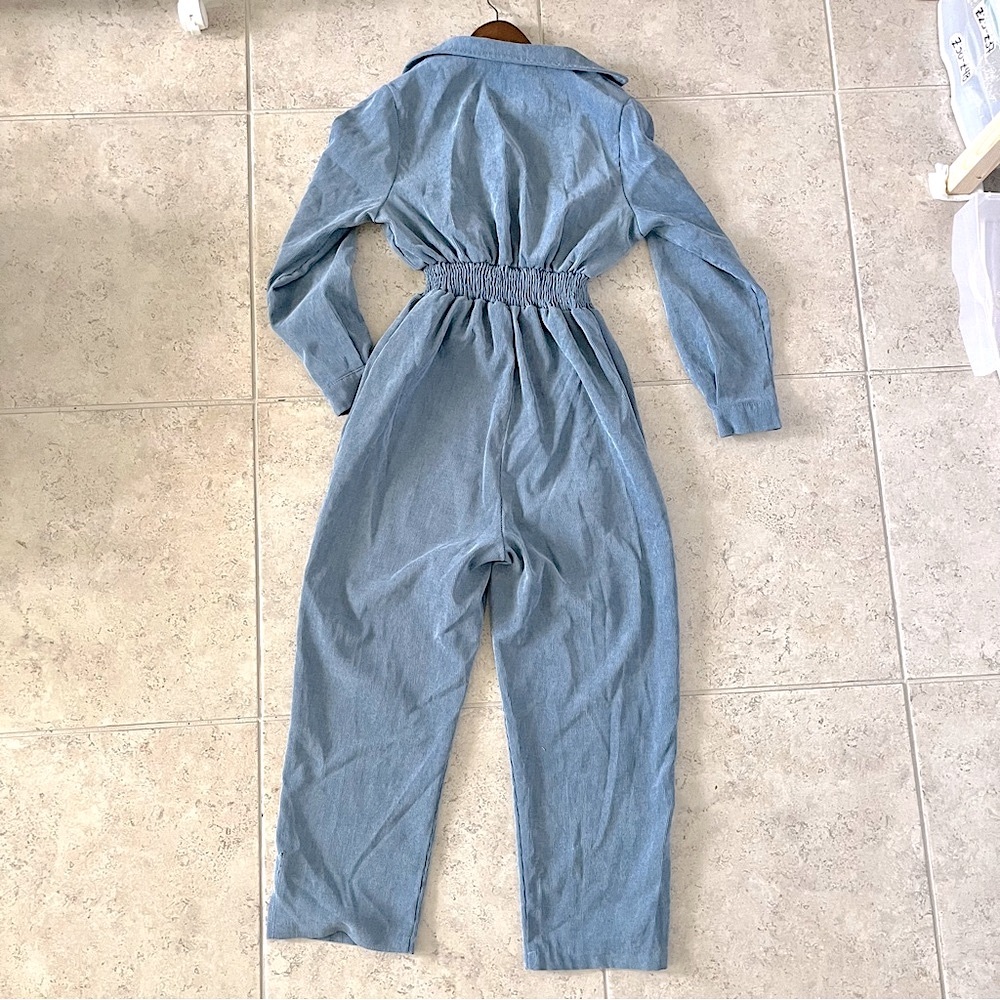 Urban Outfitters Blue Corduroy Blazer Open Front Long Sleeve Jumpsuit - Picture 5 of 5